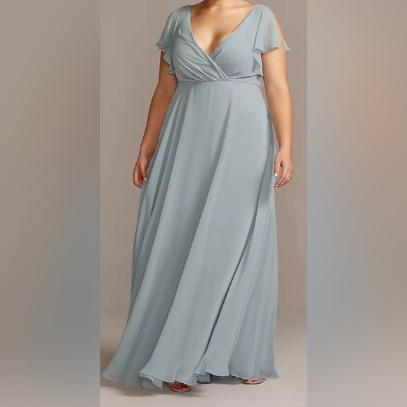 CELEBRATE DB STUDIO
Dress with Flutter Sleeve Full Skirt (dusty blue) - Picture 1 of 5